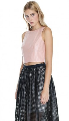 Tibi Leather Cropped Top