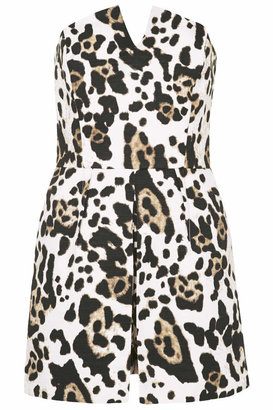 Topshop Leopard bandeau skort playsuit with notch front detail. 100% polyester. dry clean only.