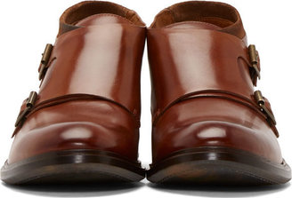 Paul Smith Tan Leather Monk Strap Shoes