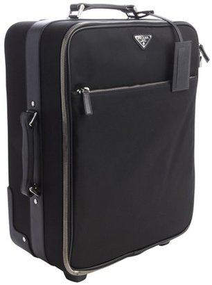 Prada black signature nylon rolling suitcase
