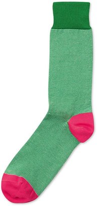 Charles Tyrwhitt Green and white mercerised fine stripe socks