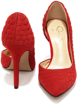 Jessica Simpson Caldas Lipstick Red Quilted D'Orsay Pumps