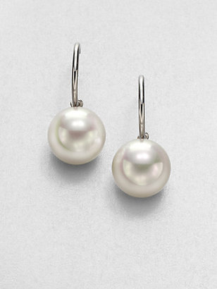 Majorica 14MM White Pearl Hoop Earrings