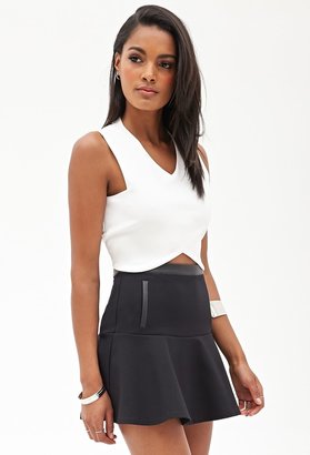 Forever 21 Fluted Faux Leather-Trimmed Skirt