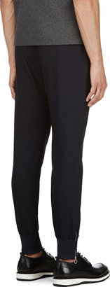 Paul Smith Navy Wool Bungee-Trimmed Trousers