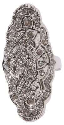 Silver Rhinestone Art Deco Shield Ring