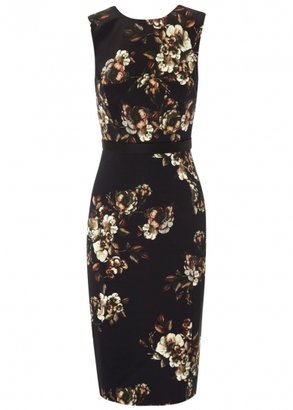 Jason Wu Black floral print satin crepe dress