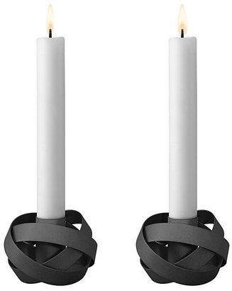 Georg Jensen Ribbons Black Taper Candleholder, Set of 2