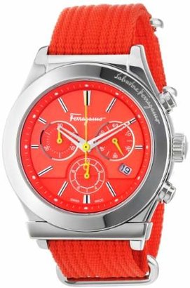 Ferragamo Men's FF3040013 1898 Stainless Steel Watch with Interchangeable Orange and Yellow Canvas Straps