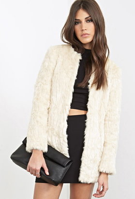 Forever 21 Collarless Faux Fur Jacket