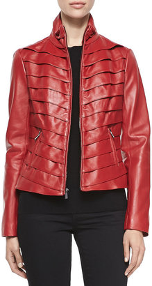 Neiman Marcus Tiered Leather Jacket