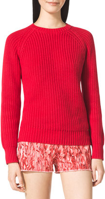 Michael Kors Shaker-Knit Crewneck Sweater