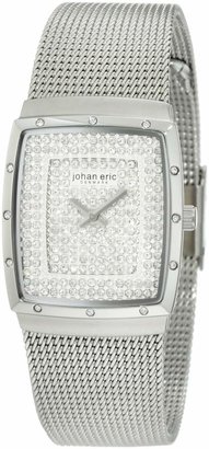 Johan Eric Women's Tondor Tonneau Pave Swarovski Dial Steel Watch Silver JE1005-04-001.16