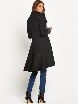 Definitions Fit and Flare Coat with PU Trim