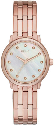 JCPenney RELIC Relic Perla Womens Crystal-Accent Rose-Tone Stainless Steel Bracelet Watch ZR34295