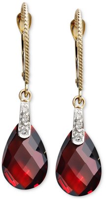 Macy's 14k Gold Earrings, Garnet (7-1/5 ct. t.w.) and Diamond Accent Brio Drop