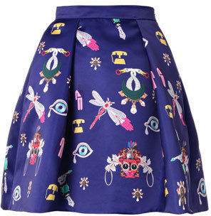 Mary Katrantzou Calculom symbol-print satin mini skirt