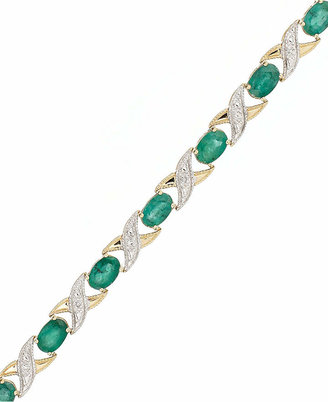 Macy's 10k Gold Bracelet, Emerald (5 ct. t.w.) and Diamond Accent XO Link Bracelet