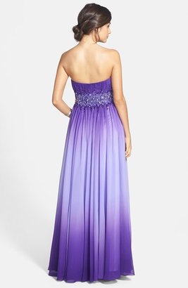 Sean Collection Beaded Waist Strapless Ball Gown