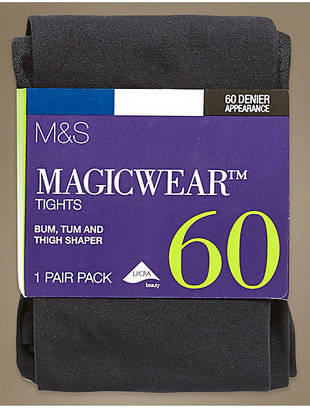 M&S Collection 60 Denier Body SensorTM MagicwearTM Bum, Tum & Thigh Opaque Body Shaper Tights