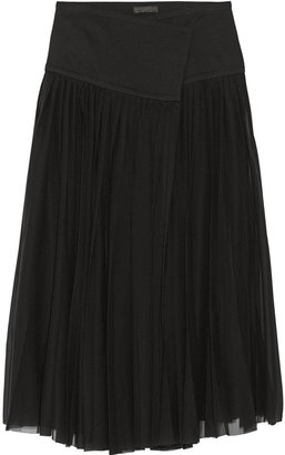 Donna Karan Pleated stretch-silk georgette wrap skirt