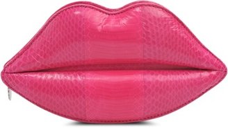 Lulu Guinness Lips snake clutch
