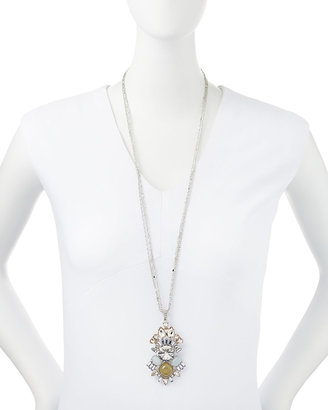 Lydell NYC Multi-Strand Pastel Crystal Pendant Necklace