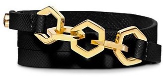Tory Burch Hexagon Leather Triple-Wrap Bracelet