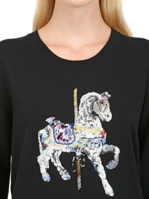 Markus Lupfer Carousel Horse Sequin Wool Sweater
