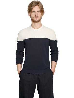 Giorgio Armani Two Tone Cotton Blend Sweater