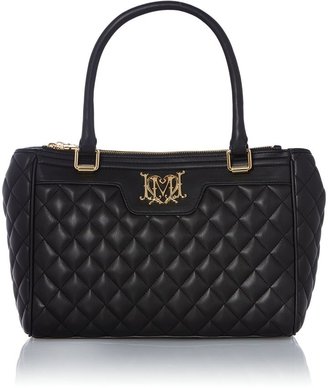 Love Moschino Black double zip quilt tote bag
