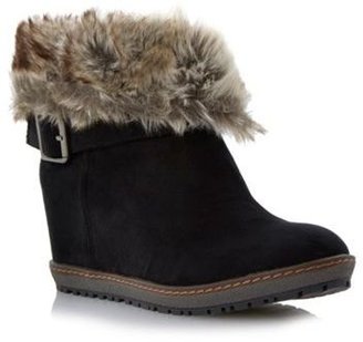 Roberto Vianni Black faux fur collar concealed wedge ankle boot