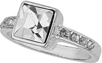 Evans Silver Plated Square Crystal Ring