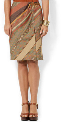 Lauren Ralph Lauren Multi-Stripe Wrap Skirt