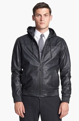 Vince Men's Hooded Leather Bomber Jacket