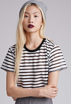 Forever 21 sheer-striped crop top