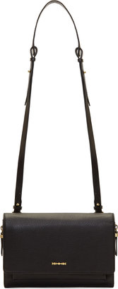 McQ Black Grain Leather Side Zip Shoulder Bag