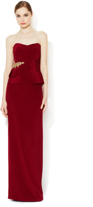 Notte by Marchesa 3135 Silk Embellished Peplum Gown