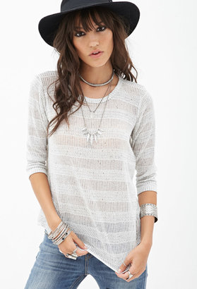 Forever 21 Forever21 Striped Open-Knit Top