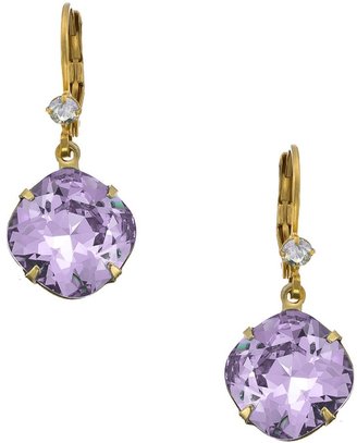 Liz Palacios Gold Jonquil and Violet Crystal Drop Earrings