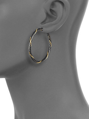 David Yurman Black & Gold Small Hoop Earrings