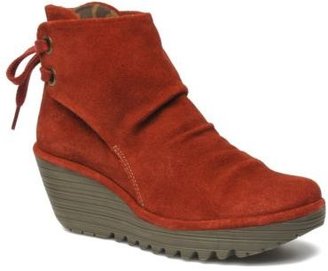 Fly London Women's Yama Rounded toe Ankle Boots in Red
