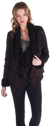 RD Style Drape Front Shearling Jacket