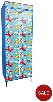 Printed Planes Fabric Covered Kids Wardrobe