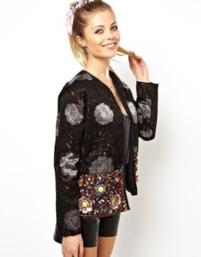 ASOS Premium Jacket with Statement Floral Embellishment - multi