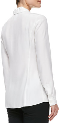 Lafayette 148 New York Silk Placket Blouse With Bar Tacking, Cloud
