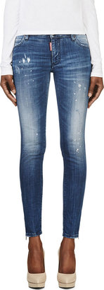 DSQUARED2 Blue Distressed & Zipped Slim Rider Jeans