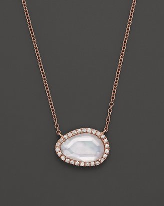 Mother of Pearl Meira T 14K Rose Gold, Mother of Pearl, White Topaz and Diamond Necklace, 16"