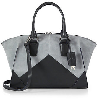 Narciso Rodriguez Claire Leather & Suede Zip Satchel