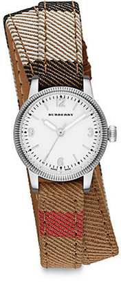 Burberry Utilitarian Stainless Steel & House Check Double-Wrap Watch